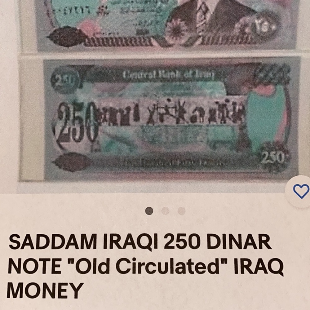 Iraq Circulated 250 Dinar Bank Note and a Circulated Honduran Paper Money Bill - Picture 12 of 13